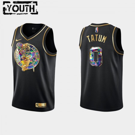 Maillot Basket Boston Celtics Jayson Tatum 0 Nike 2021-22 Noir Golden Edition 75th Anniversary Diamond Swingman - Enfant